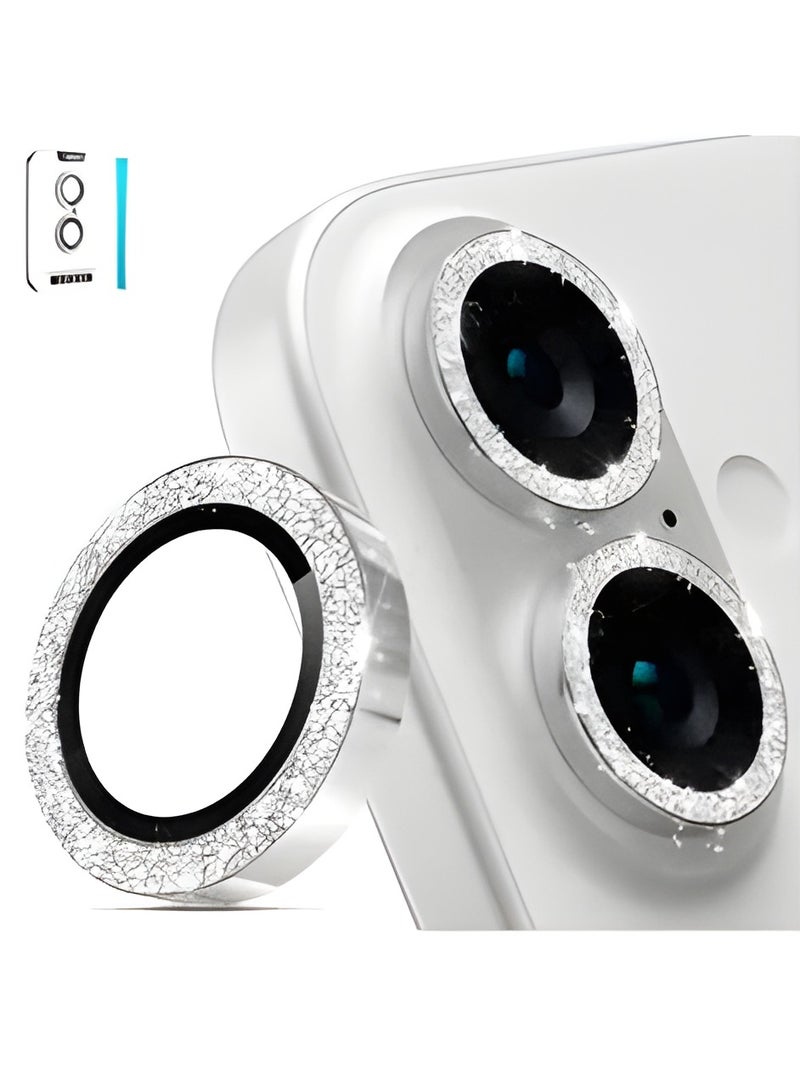 ELTRAZONE Camera Lens Protector for iPhone 16/16 Plus | AR+AF Tempered Glass 9H Anti-Scratch Metal Individual Lens Cover | HD Clear Camera Accessories (Glitter Silver) - Image 1