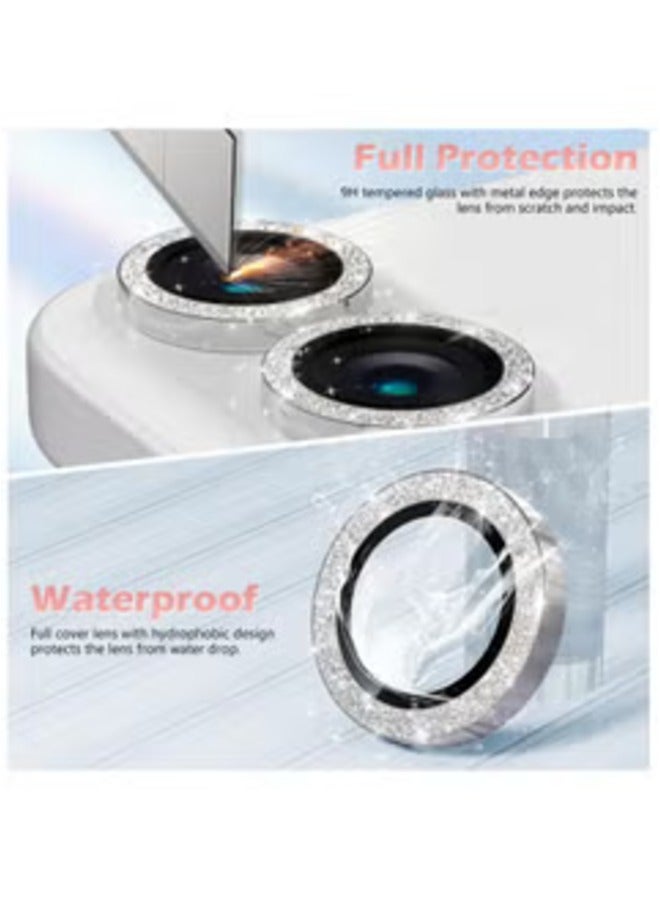 ELTRAZONE Camera Lens Protector for iPhone 16/16 Plus | AR+AF Tempered Glass 9H Anti-Scratch Metal Individual Lens Cover | HD Clear Camera Accessories (Glitter Silver) - Image 2