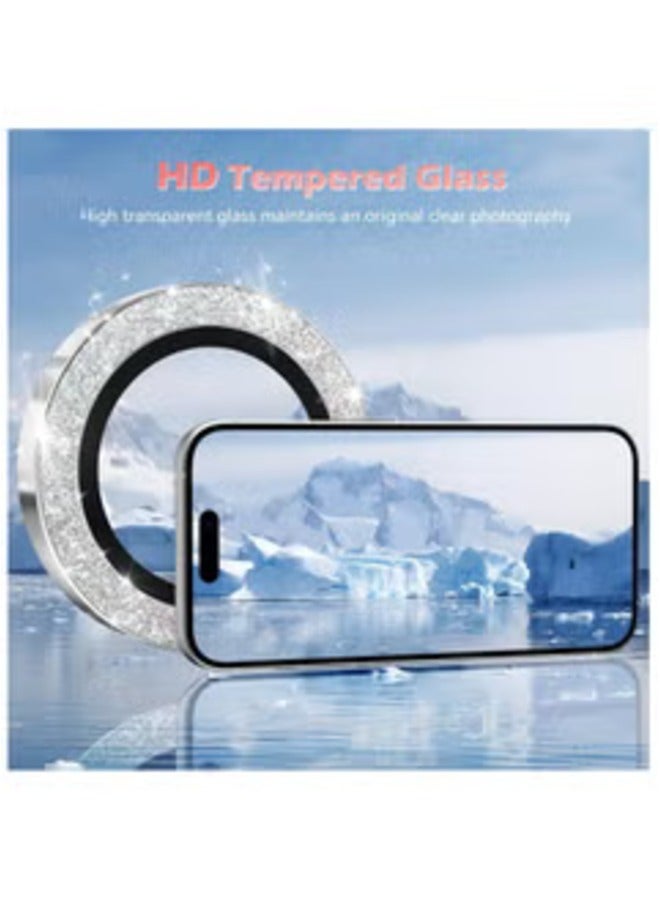 ELTRAZONE Camera Lens Protector for iPhone 16/16 Plus | AR+AF Tempered Glass 9H Anti-Scratch Metal Individual Lens Cover | HD Clear Camera Accessories (Glitter Silver) - Image 3