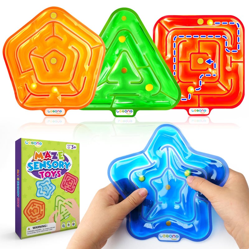 LESONG Sensory Fidget Toys for Kids 4 Pack Squishy GelFilled Fidget Maze for Special Needs Calming Sensory Toys for Autism ADHD Classroom Prizes Travel Games for Boys Girls Car Road Trips - Image 2