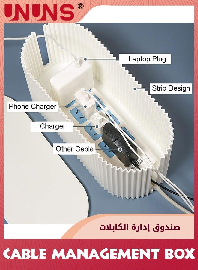 UNUNS صندوق إدارة الكابلات، صندوق منظم مع 10 روابط كابلات لشرائط الطاقة، واقيات التيار الزائد، الشواحن، المحولات، أسلاك الكمبيوتر والتلفزيون، صندوق إخفاء الكابلات - Image 3