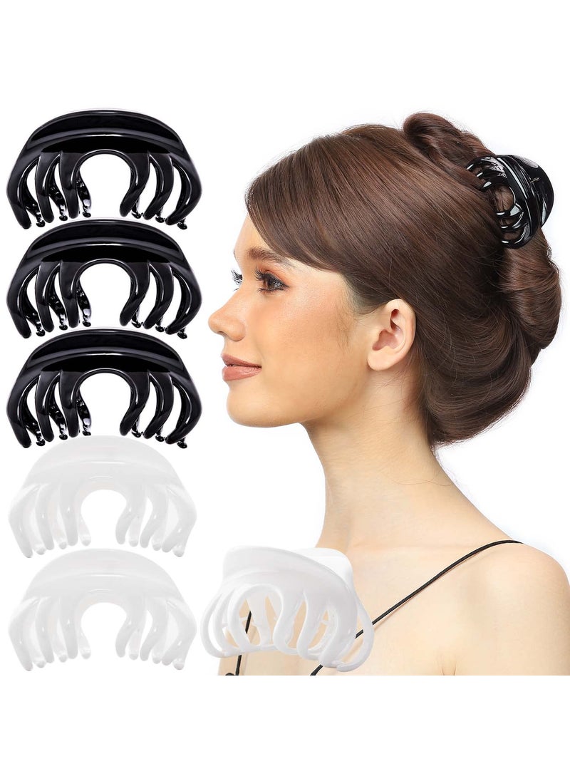RC ROCHE ORNAMENT - RC ROCHE ORNAMENT 6 Pcs Womens Fashion Premium Luxe Chic Styling Sectioning Super Strong Hold Non Slip Big Hair Pin Grips Claw Jaw Clamp Clips Medium Black  White - Image 1