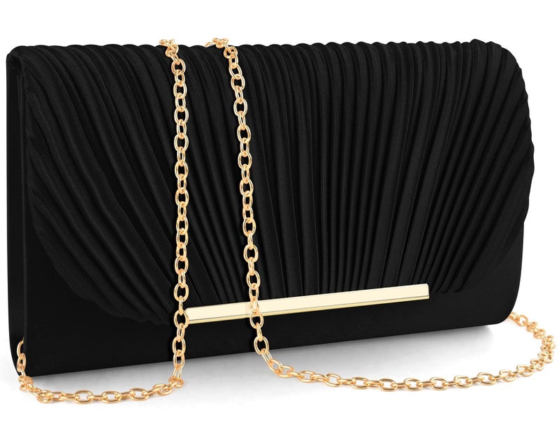 TINDTOP Clutch Purses for Women Evening Handbags for Formal Wedding Party Cocktail Prom Crossbody Shoulder Envelope Bag (Black) - Image 1