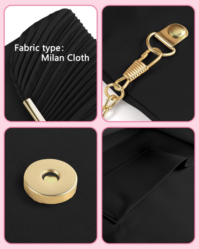 TINDTOP Clutch Purses for Women Evening Handbags for Formal Wedding Party Cocktail Prom Crossbody Shoulder Envelope Bag (Black) - Image 5