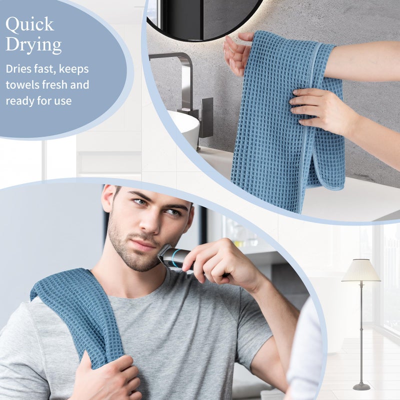 Microfiber Waffle Hand Towels, 4 Pieces, Soft, Absorbent, Fast Drying, Lint Free 430 GSM (Blue) - Image 5