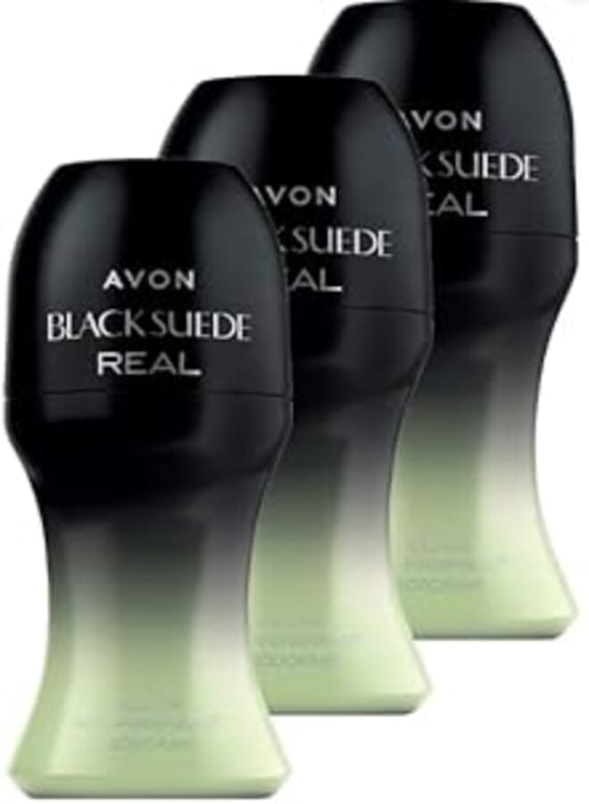Avon Black Suede Real Roll on Anti-Perspirant Deodorant 50ml Set 3