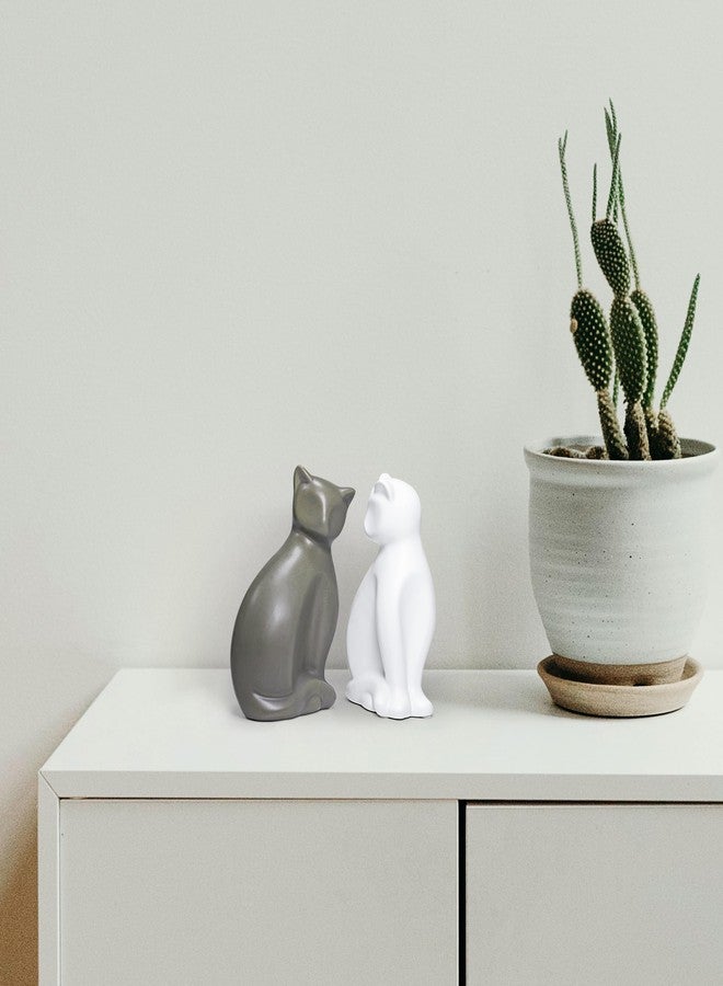 ECYC Minimalist Ceramic Lucky Cat Statue Living Room Desk Animal Figurine Decoration, White - Image 4
