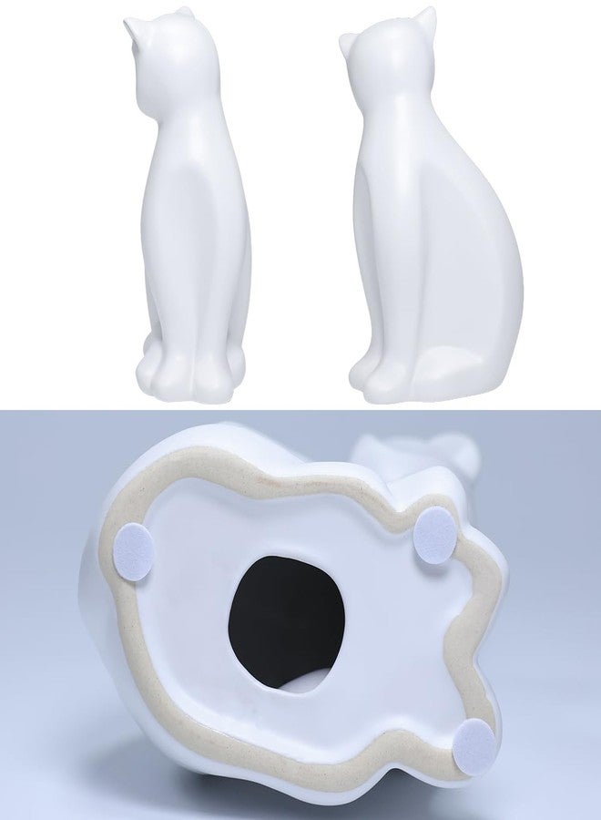 ECYC Minimalist Ceramic Lucky Cat Statue Living Room Desk Animal Figurine Decoration, White - Image 3