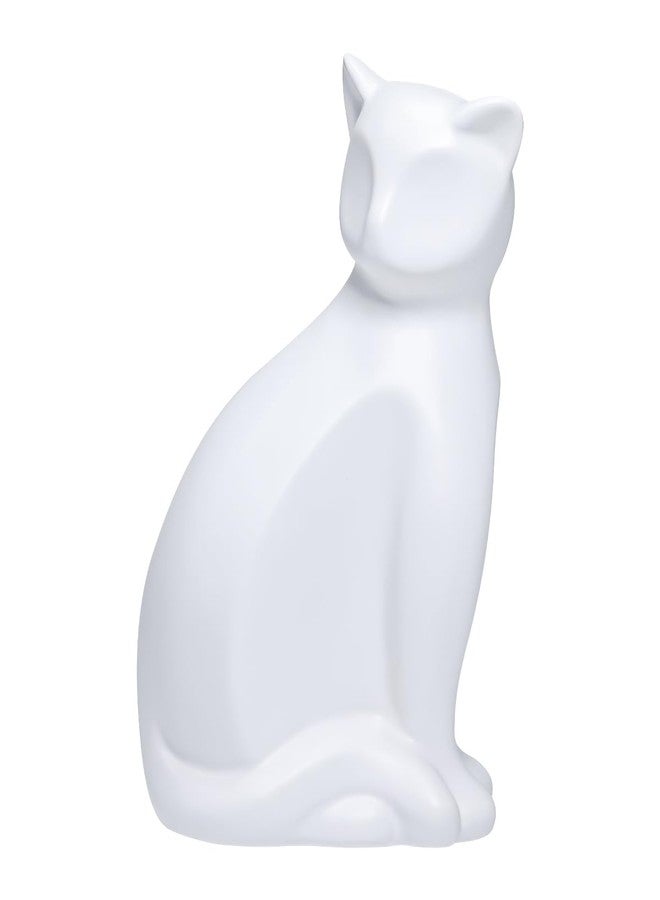 ECYC Minimalist Ceramic Lucky Cat Statue Living Room Desk Animal Figurine Decoration, White - Image 1