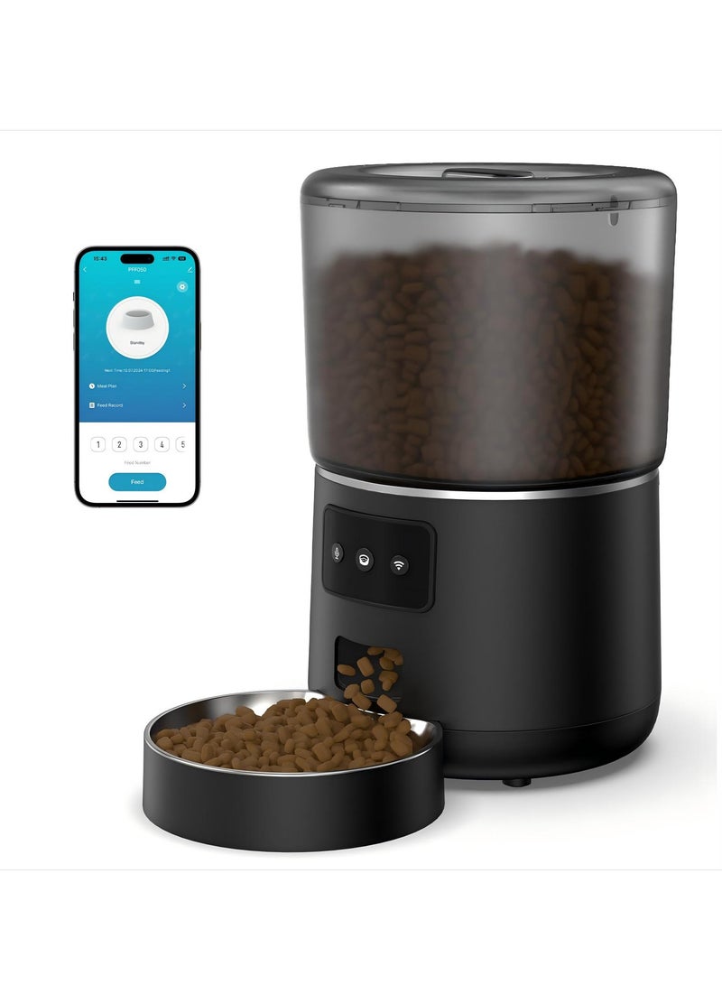 ZLH HITY Automatic Cat Feeder, Cat Food Dispenser 4L, 2.4G WiFi Cat Feeder Automatic 1-10 Meals, 1-9 Portions/Meal Timed Cat Feeder, Automatic Pet Feeder for Cats Dog with Stainless Steel Feeding Bowl - Image 1