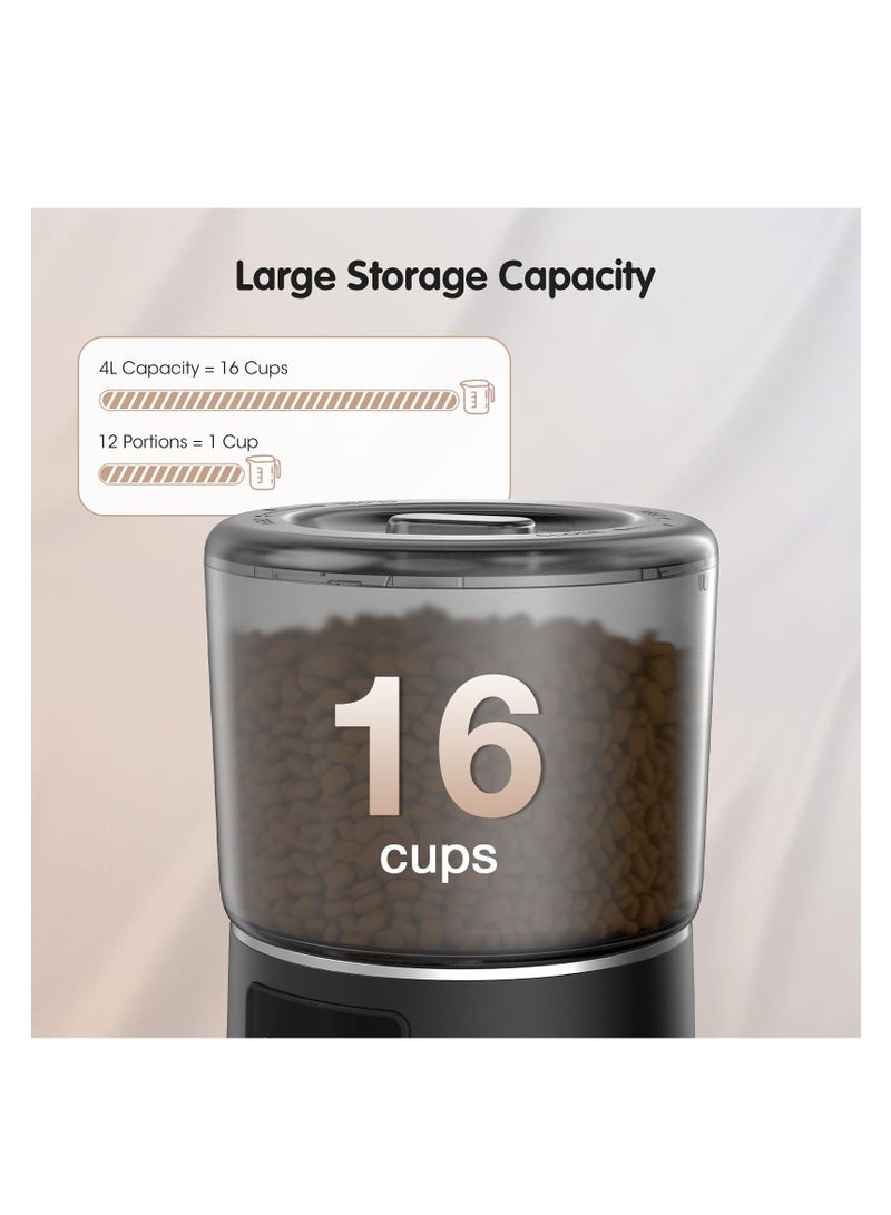 ZLH HITY Automatic Cat Feeder, Cat Food Dispenser 4L, 2.4G WiFi Cat Feeder Automatic 1-10 Meals, 1-9 Portions/Meal Timed Cat Feeder, Automatic Pet Feeder for Cats Dog with Stainless Steel Feeding Bowl - Image 2