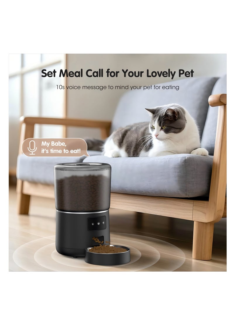 ZLH HITY Automatic Cat Feeder, Cat Food Dispenser 4L, 2.4G WiFi Cat Feeder Automatic 1-10 Meals, 1-9 Portions/Meal Timed Cat Feeder, Automatic Pet Feeder for Cats Dog with Stainless Steel Feeding Bowl - Image 4
