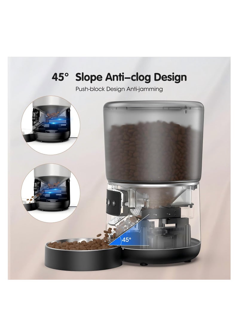 ZLH HITY Automatic Cat Feeder, Cat Food Dispenser 4L, 2.4G WiFi Cat Feeder Automatic 1-10 Meals, 1-9 Portions/Meal Timed Cat Feeder, Automatic Pet Feeder for Cats Dog with Stainless Steel Feeding Bowl - Image 5