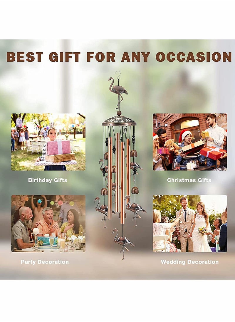 Wind Chimes for Outside, Bird Windchime Deep Tone with Metal Tubes and Hanging Hook Outdoor Decor for Garden Patio Wind Bell (Bronze)