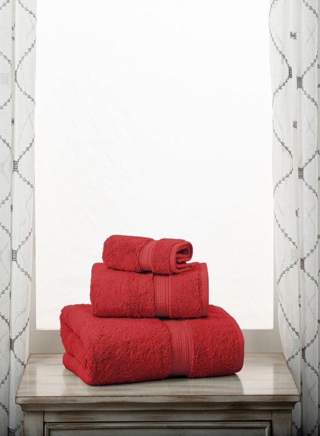 Superior Madison Egyptian Cotton Pile 3 Piece Towel Set, Includes 1 Bath, 1 Hand, 1 Face Towel/Washcloth, Heavyweight, Spa, Resort, Ultra Soft Luxury Towels, Thick Plush Essentials, Red - Image 1