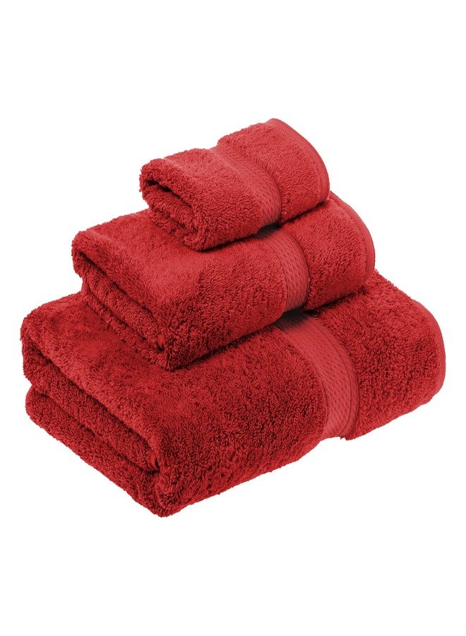 Superior Madison Egyptian Cotton Pile 3 Piece Towel Set, Includes 1 Bath, 1 Hand, 1 Face Towel/Washcloth, Heavyweight, Spa, Resort, Ultra Soft Luxury Towels, Thick Plush Essentials, Red - Image 2