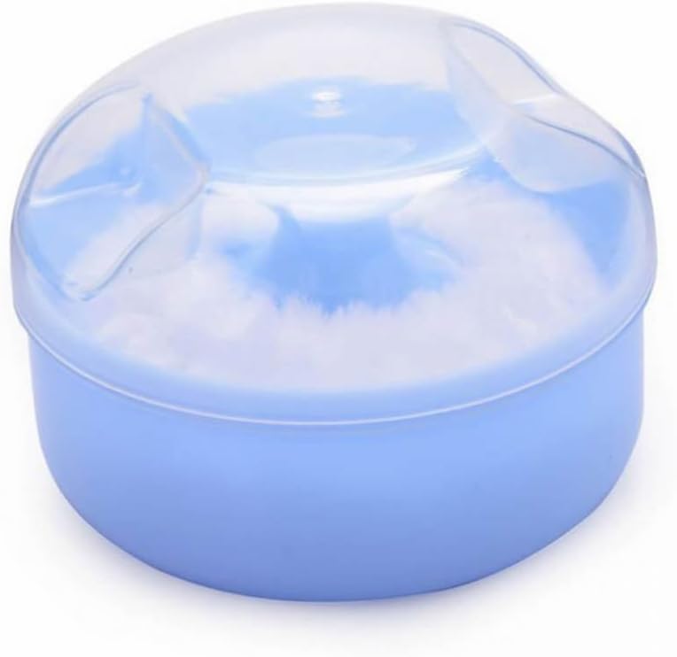 Baby Soft Face Body Cosmetic Powder Puff Sponge Box Case Container (Blue) - Image 2