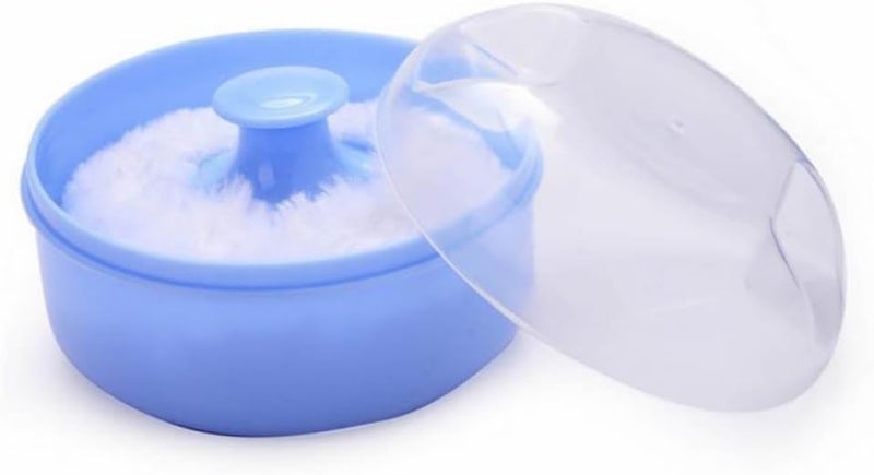 Baby Soft Face Body Cosmetic Powder Puff Sponge Box Case Container (Blue) - Image 1