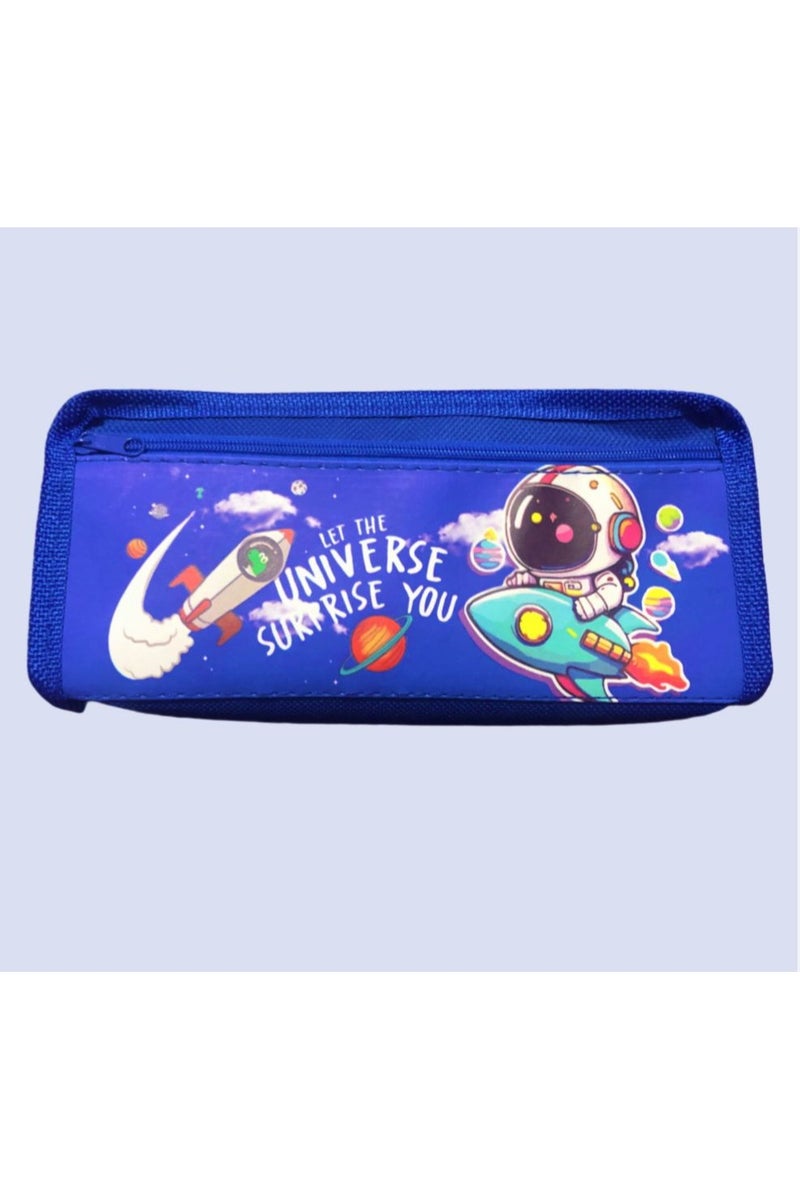 Astronaut Pencil Case 2 Zippers Fabric Multicolor - Image 2