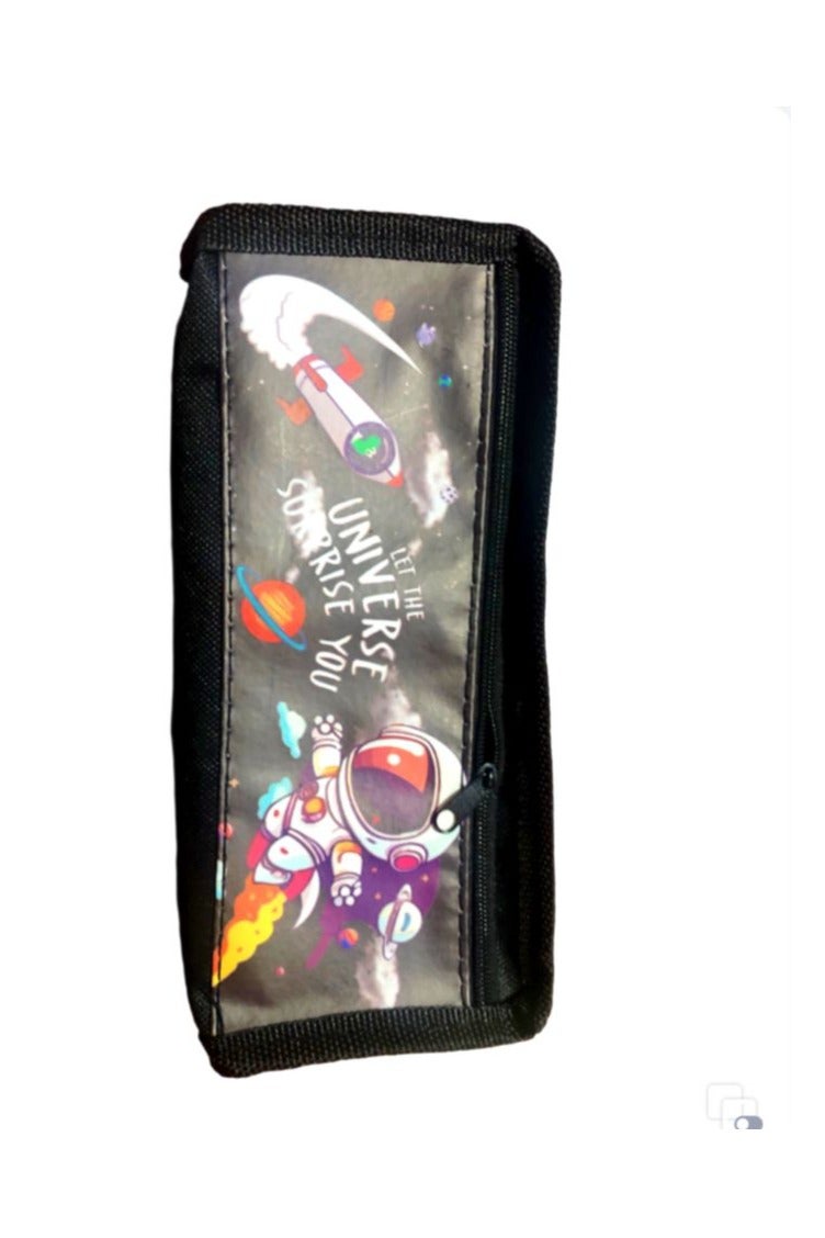 Astronaut Pencil Case 2 Zippers Fabric Multicolor - Image 3