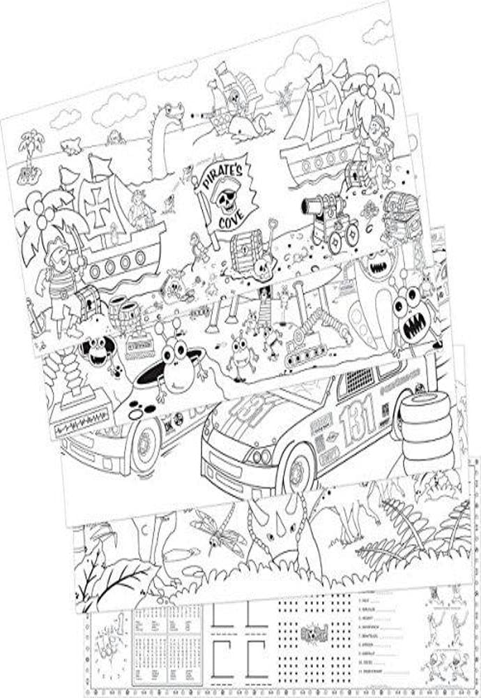 Amscan Coloring Roll for Boys Party Art Activity Favour, 5 Pieces, Made from Paper, Black/White, 36in x 15in by Amscan