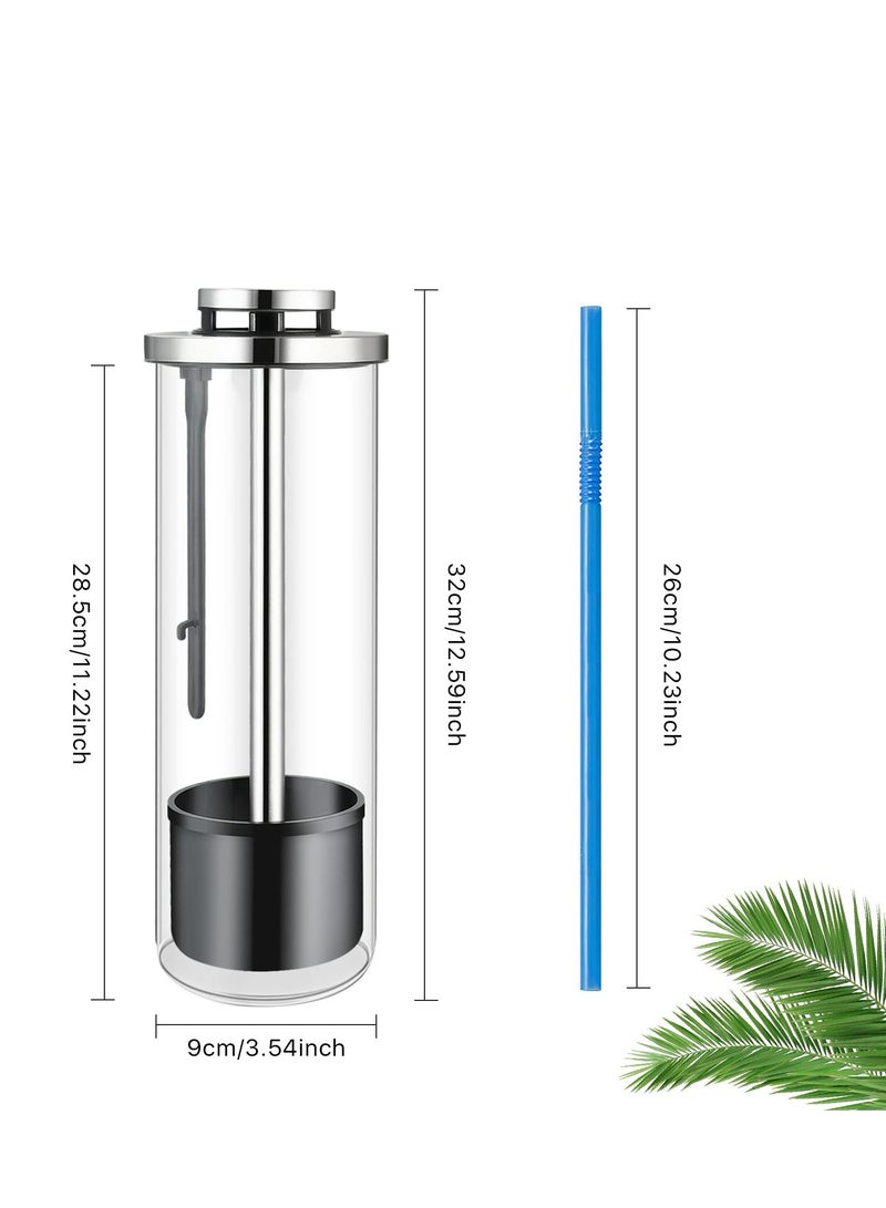 KASTWAVE 1Pc Glass Straw Dispenser & 100 Colorful Striped Plastic Straws with Stainless Steel Lid - Transparent, Multi-Use Holder for Drinking Straws, Stir Sticks, & More - Perfect for Home & Commercial Use - Image 4