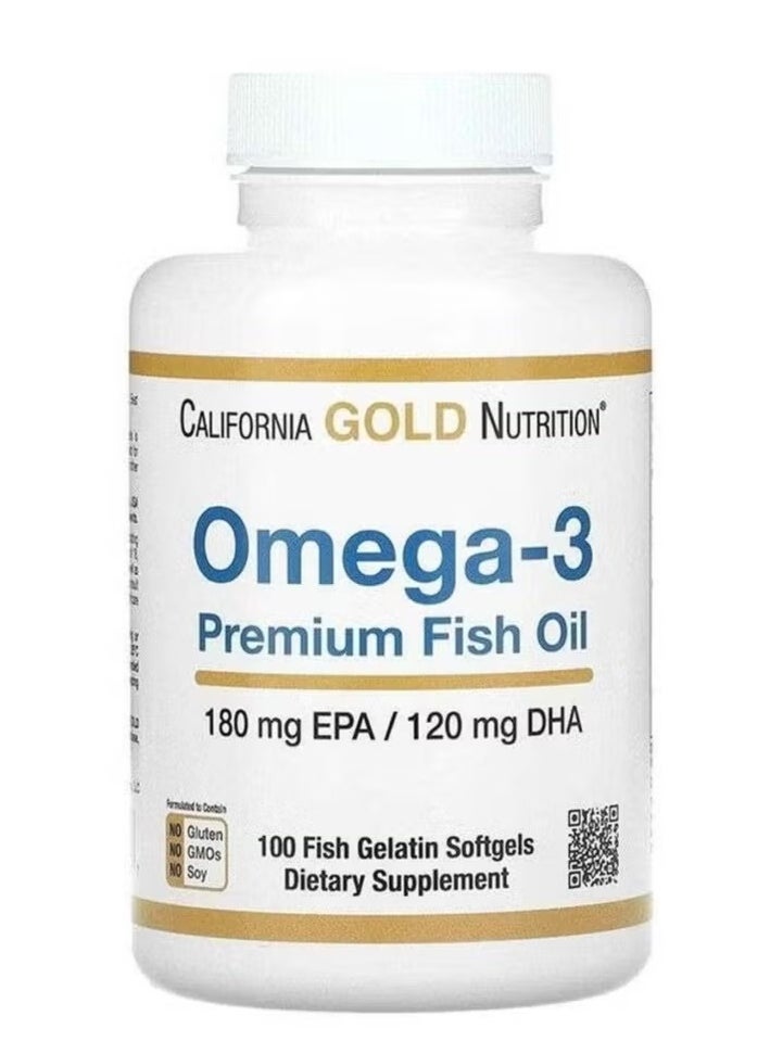 CALIFORNIA GOLD Premium Omega 3 Fish Oil 100 Fish Gelatin Softgels  - Image 1