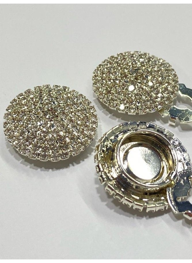 Karan Tuhafiye Karan Haberdashery Stone Button / Stone Clip Button / Set of 3 / 2.7 cm Silver  - Image 4