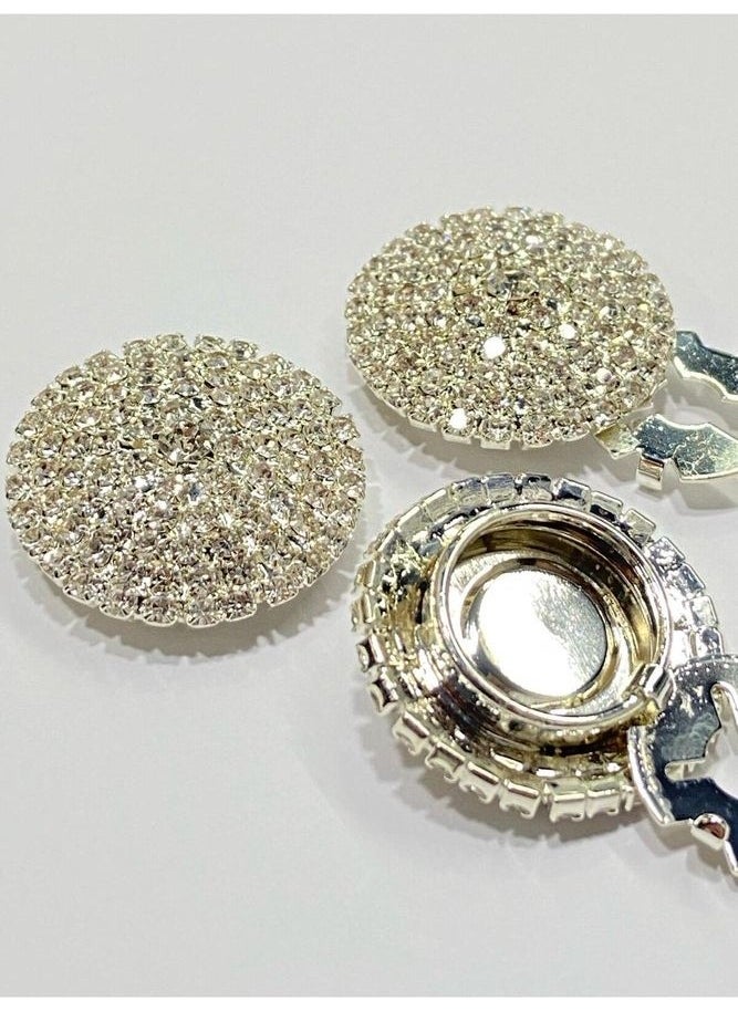 Karan Tuhafiye Karan Haberdashery Stone Button / Stone Clip Button / Set of 3 / 2.7 cm Silver  - Image 5