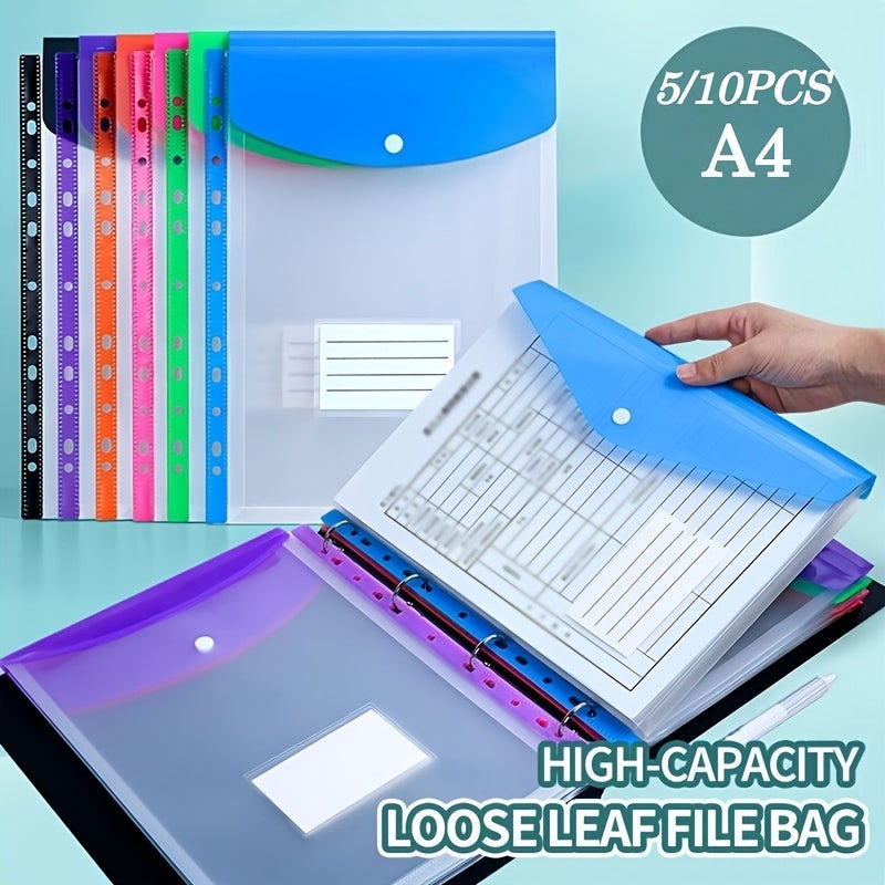 5 Pack A4 High Capacity Binder File Bags With Expandable Pocket For Office School Travel - Image 1