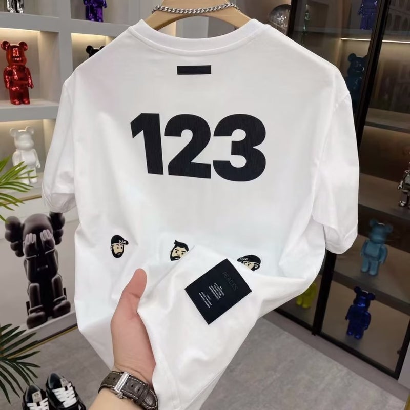 Summer Embroidered Casual Letter Crewneck Short-Sleeved T-Shirt Men'S Cotton All-Match Half-Sleeved Top Fashionable T-Shirt For Youth - Image 2