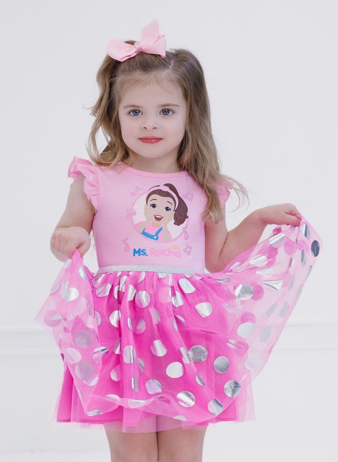 Ms. Rachel Infant Baby Girls Tulle Dress Polka Dots Bright Pink 18 Months - Image 4