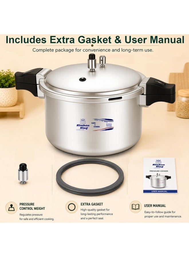 Kitchen King 11 litrLiters kk Kitchen King Blaze Pressure Cooker, Safe, Durable Anodized Aluminium, Satin Finish, Pressure Control, Extra Safety, Indication Pin, Easy Opening, Controlled GRS, Heat Resistant Handle (11 Liters) silver - Image 2