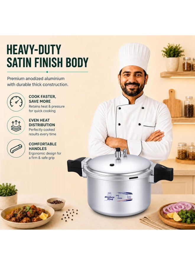 Kitchen King 11 litrLiters kk Kitchen King Blaze Pressure Cooker, Safe, Durable Anodized Aluminium, Satin Finish, Pressure Control, Extra Safety, Indication Pin, Easy Opening, Controlled GRS, Heat Resistant Handle (11 Liters) silver - Image 4