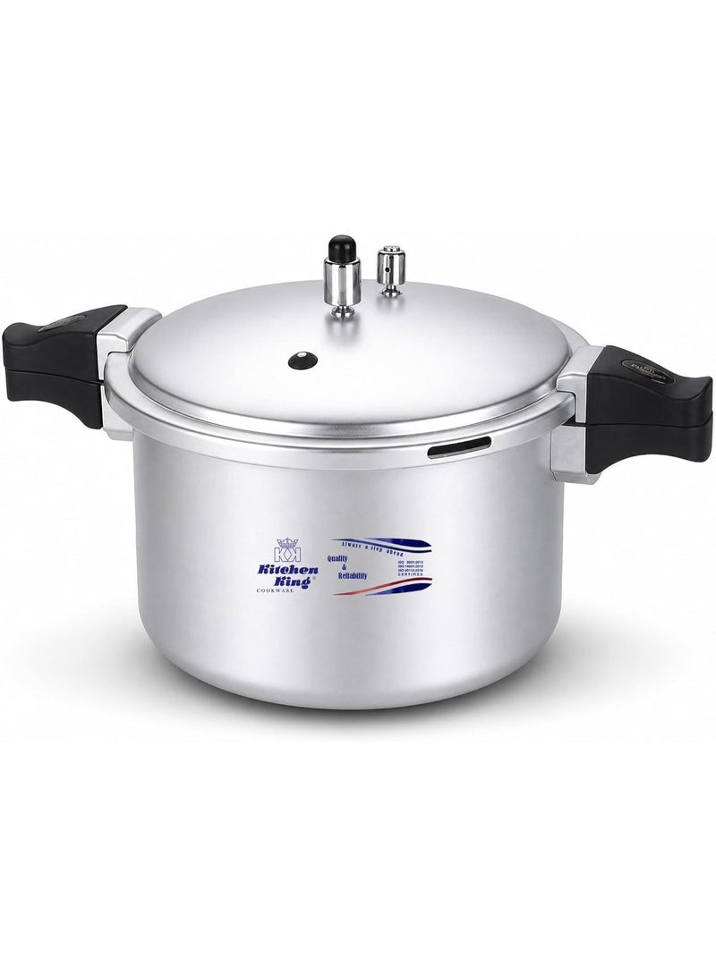 Kitchen King 11 litrLiters kk Kitchen King Blaze Pressure Cooker, Safe, Durable Anodized Aluminium, Satin Finish, Pressure Control, Extra Safety, Indication Pin, Easy Opening, Controlled GRS, Heat Resistant Handle (11 Liters) silver - Image 1