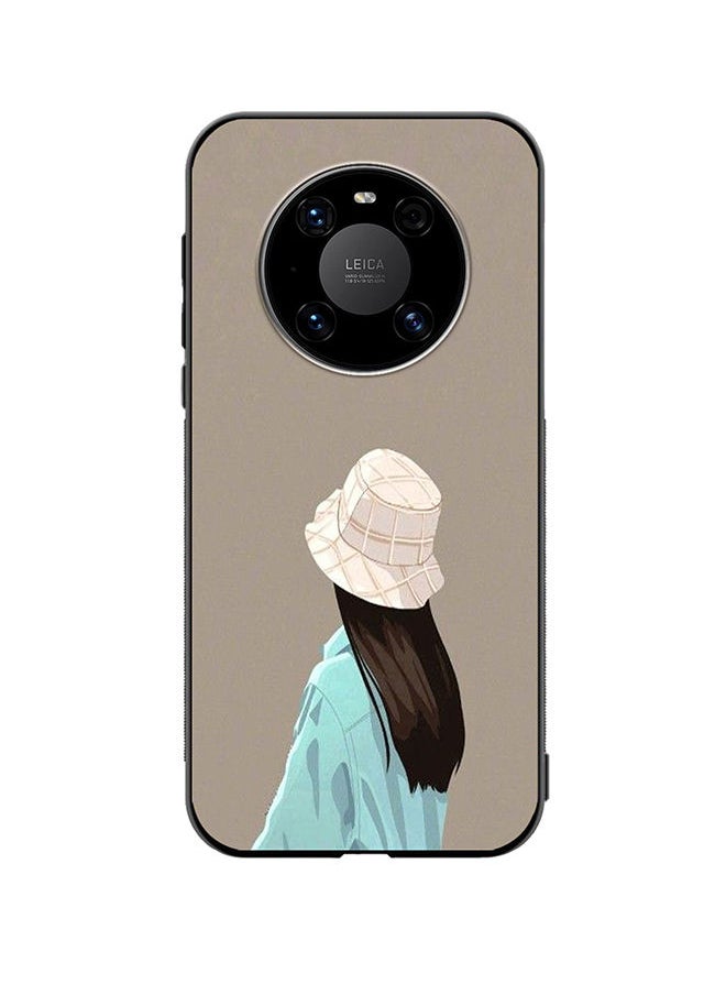 VR CREATIVE Protective Case Cover For Huawei Mate 40 Brown Hat Girl Design Multicolour  - Image 1