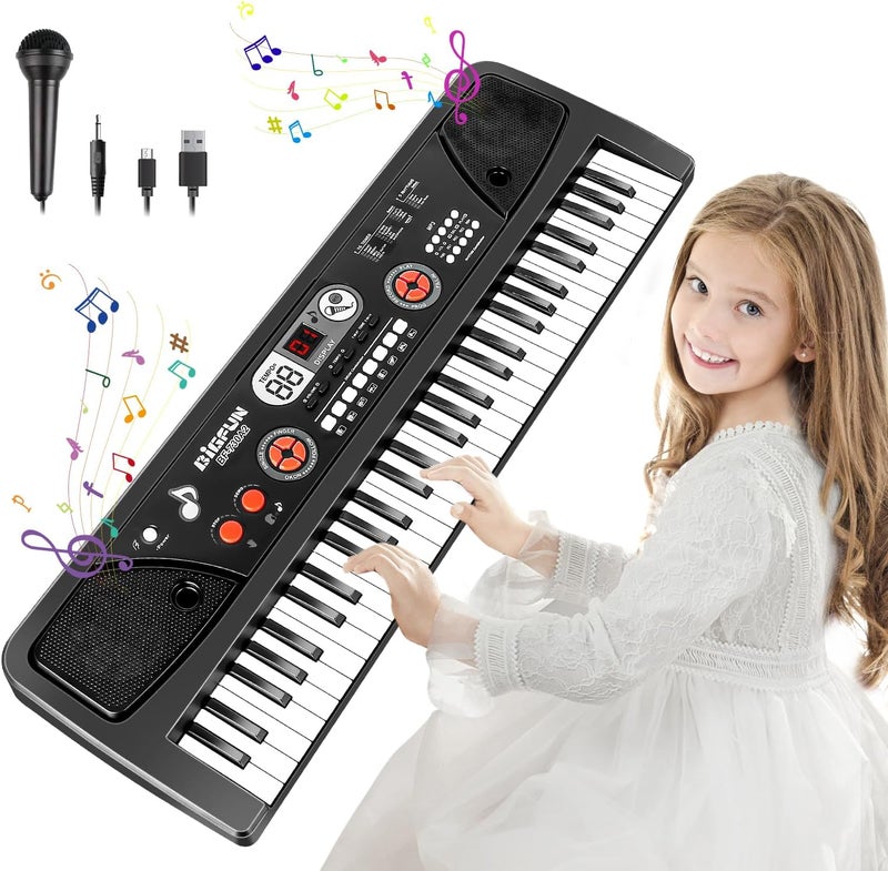 TWFRIC Upgrade Keyboard Piano for Kids Beginners 61 Key Electronic Piano Keyboard with LED Screen Microphone Musical Instrument Toys for 3 4 5 6 7 8 Year Old Boys Girls Gifts - Image 1