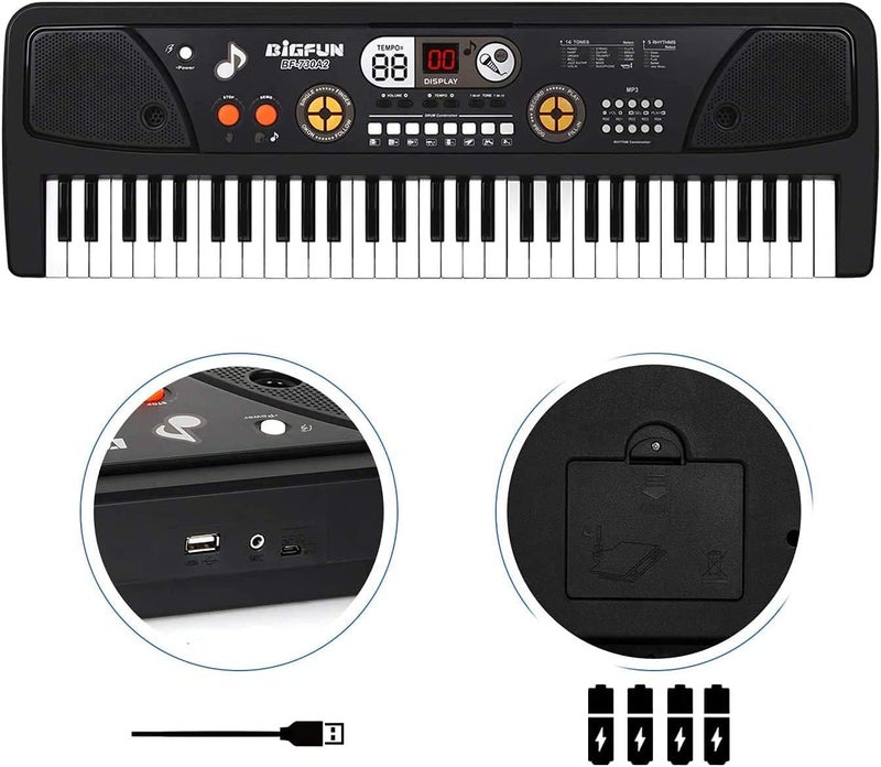 TWFRIC Upgrade Keyboard Piano for Kids Beginners 61 Key Electronic Piano Keyboard with LED Screen Microphone Musical Instrument Toys for 3 4 5 6 7 8 Year Old Boys Girls Gifts - Image 5