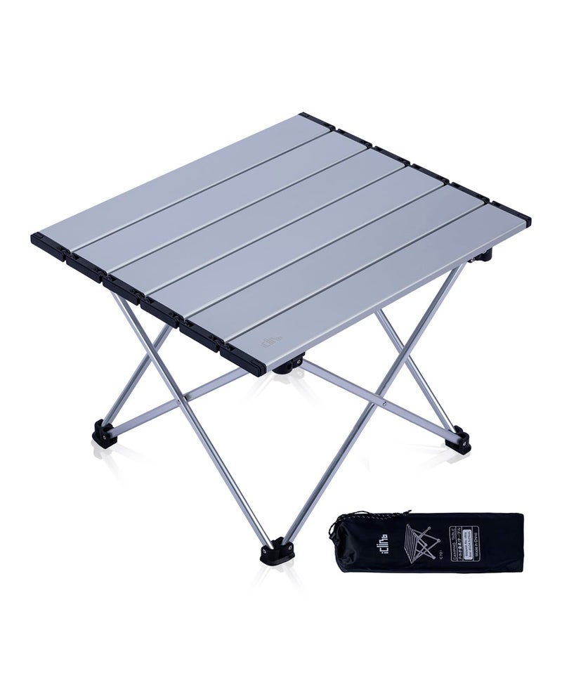 iClimb Ultralight Compact Camping Folding Table with Carry Bag Silver  S