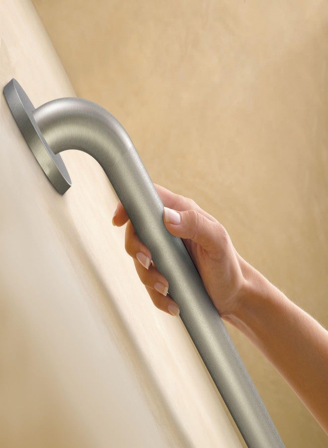 Moen Home Care Bathroom Safety 24 Inch Stainless Steel Handicap Grab Bar for Bathtub and Shower, Slip Resistant Peened Texture, Elderly Assistance Product, Polished Brass, R8724P - Image 2