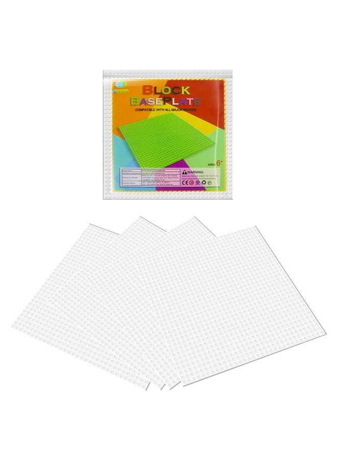 EKIND EKIND Classic Building Brick Plates, 10 inch x 10 inch Base Plates for Toy Bricks, STEM Activities & Display Table (4 Pack, White)  - Image 1