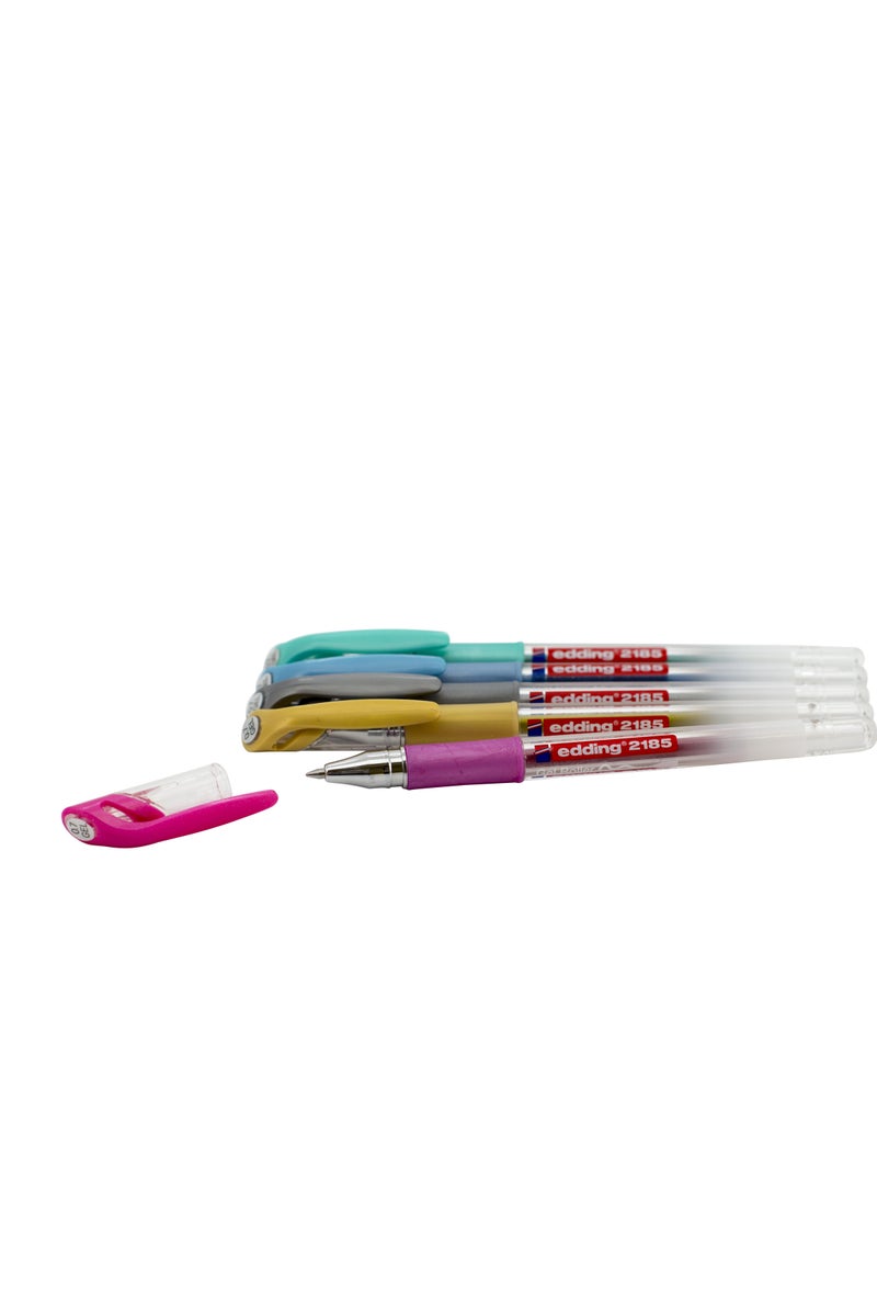 Edding 2185 Metallic Gel Ink Pen Assorted Ink Color0.7 mm Ballpoint 5 Pieces - Image 2