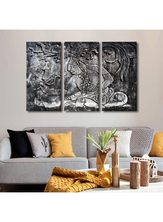 Home Trove Tumovo 3 Panels Chichen Itza Wall Art Decor Painting On Canvas  - Image 3