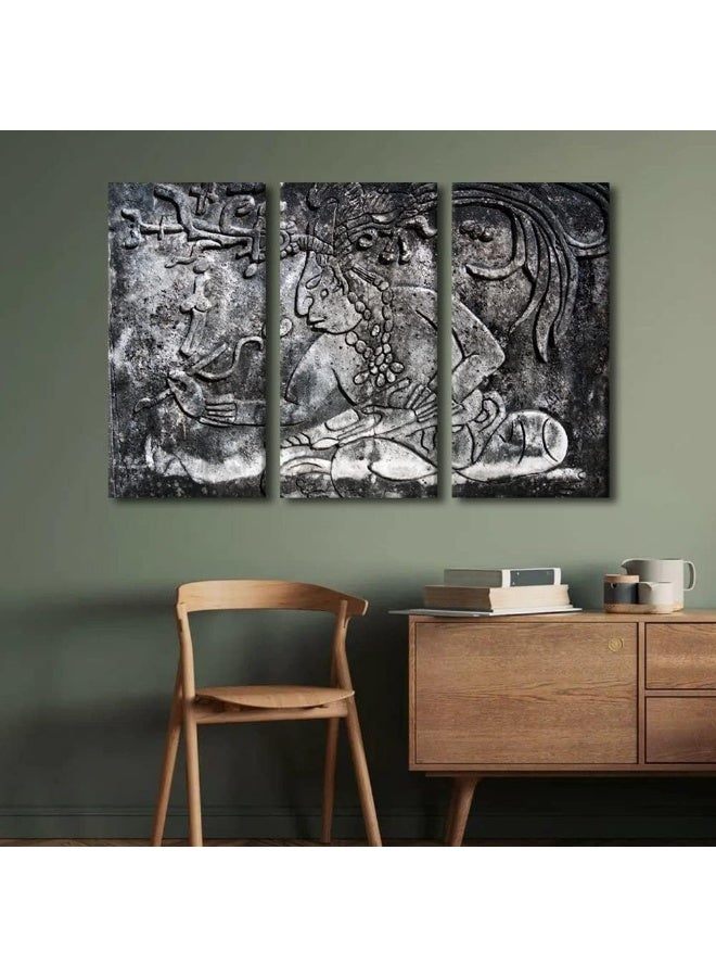 Home Trove Tumovo 3 Panels Chichen Itza Wall Art Decor Painting On Canvas  - Image 2