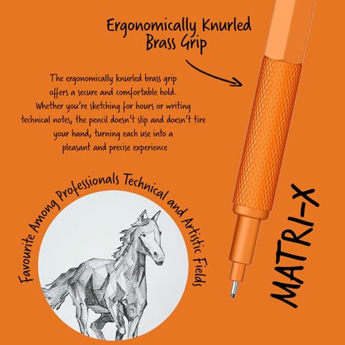 Scrikss 0.5mm Mechanical Clutch Lead Pen Pencil Orange Body Matri-X Series Eraser Included - Image 3