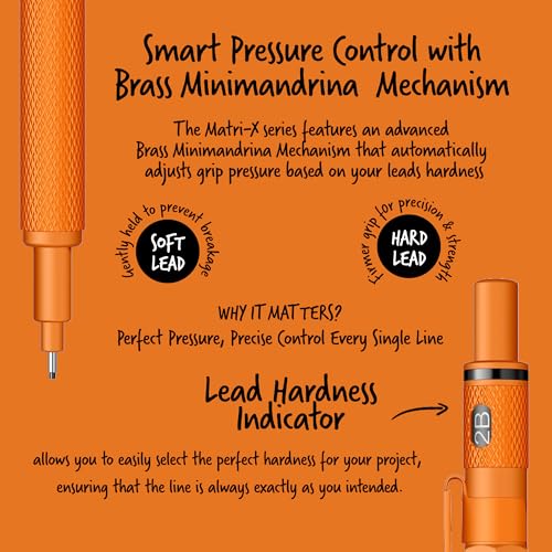 Scrikss 0.5mm Mechanical Clutch Lead Pen Pencil Orange Body Matri-X Series Eraser Included - Image 4