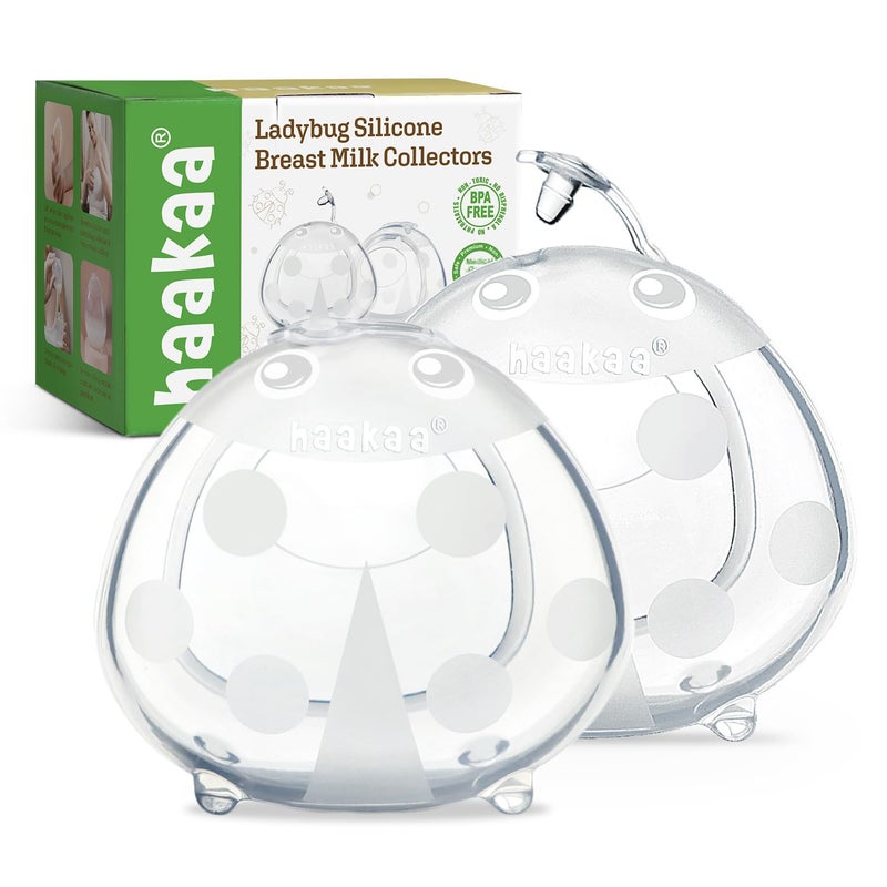 haakaa Ladybug Milk Collector Wearable Milk Collector Ladybug Breastmilk Collector Breastfeeding Milk Catchers Breast Milk Savers 2.5oz/75ml 2 PCS - Image 1