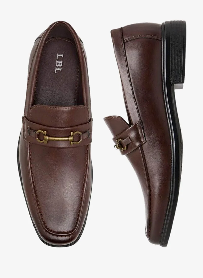 LBL by Shoexpress BROWN Metal Accent Slip-On Loafers for Men | Best Price UAE