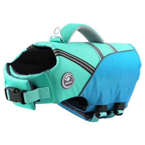 Mklhgty Dog Life Jacket for Swimming & Boating, Ripstop Safety Vest with Rescue Handle, High Buoyancy Preserver for Small Medium Large Dogs - Image 1