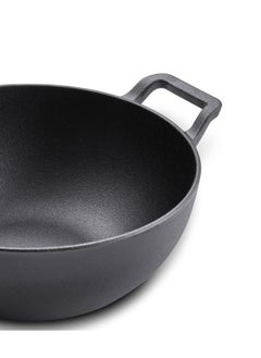 Prestige Prestige Cast Iron Kadai 24 CM | Iron Kadhai with Glass Lid for Cooking and Deep Frying |  Pre Seasoned Induction Cookware Black - PR48895  - Image 3